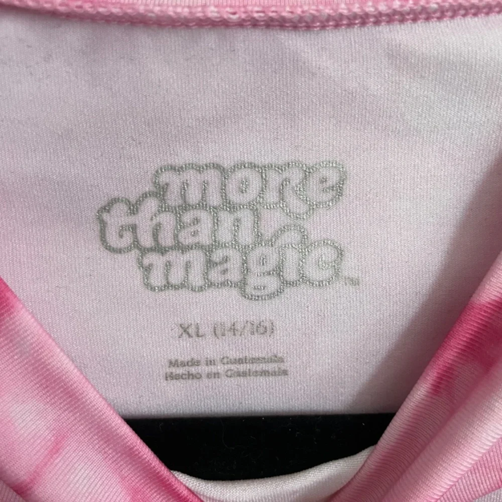 More Than Magic Girls XL 14/16 Pink White Tie Dye Swim Shirt Rashguard
